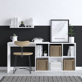 Aucune Escritorio elegante JACK - Blanco / Roble - 145 x 74 x 45 cm